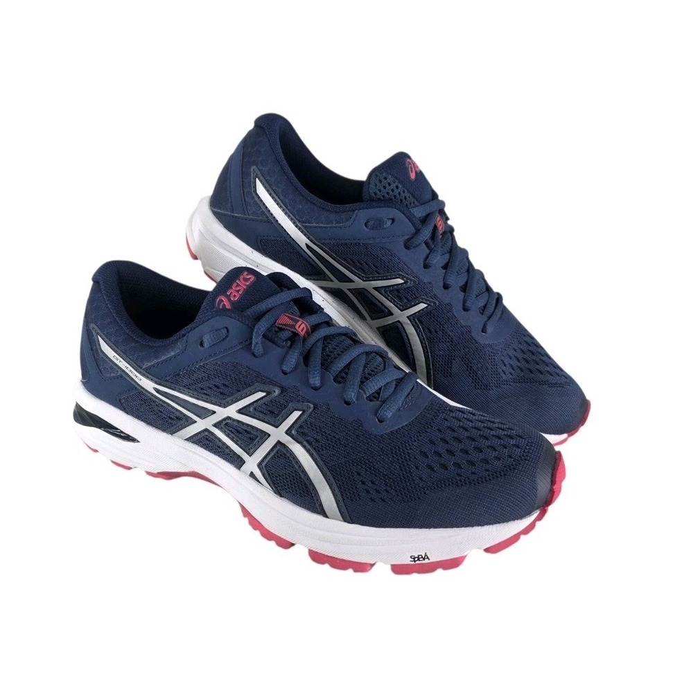 ASICS GT-1000 6 Womens 9.5 Navy Blue Silver Running Shoes Sneakers Gym Jog T7A9N